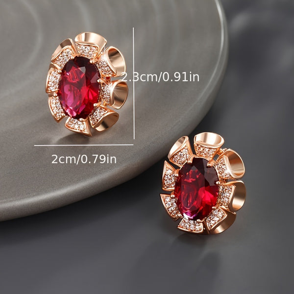 A pair of studded rhinestone earrings, simple and fashionable women's earrings, date commuting banquet wedding matching dress