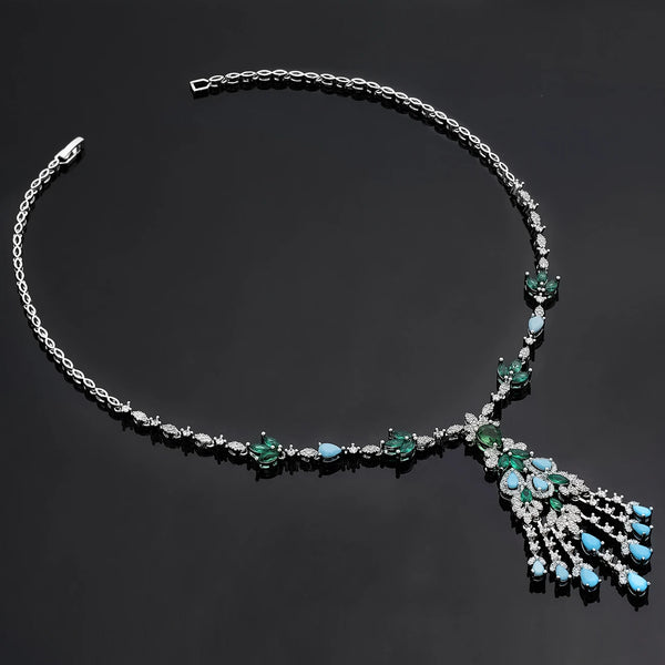 Exquisite Turquoise Dubai Jewelry Sets for Wedding Bridal Wedding Party 4 Pieces Set Accessories