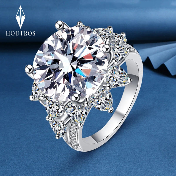 Moissanite Ring For Women 3CT/10CT D Color 100% 925 Sterling Silver Plated Engagement Wedding Bride Diamond Rings