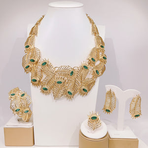 Women's Necklace Jewelry Set Dubai Gold Plated Earrings Bracelet Italian Designer Styles