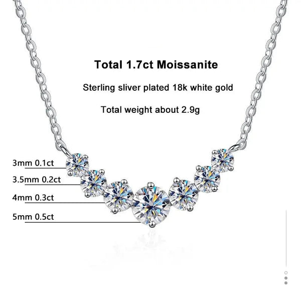 Moissanite Necklace For Woman Fine Jewelry With Certificates 925 Sterling Sliver Plated 18k White Gold Necklace