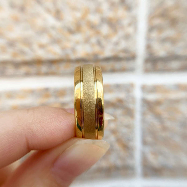 Golden Color Men's Charm Finger Rings 8mm Tungsten Carbide Frosted Bands Jewelry Size 7-13 TRX059
