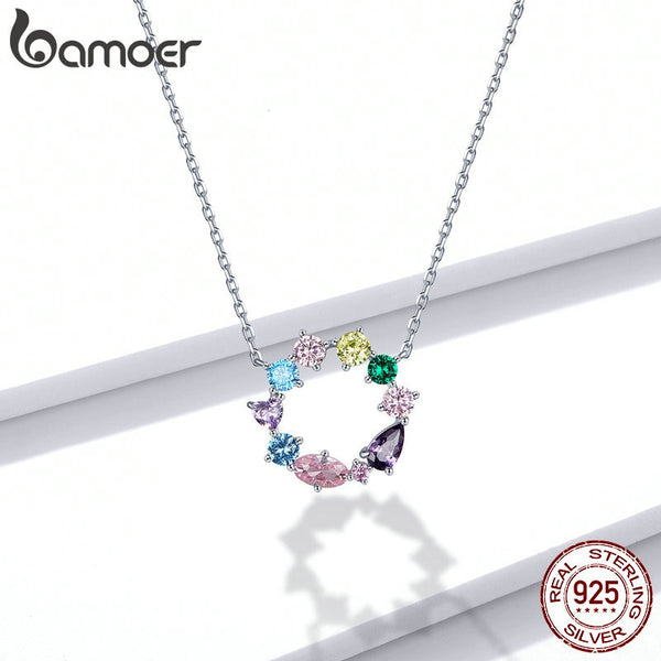 Wreath Necklace for Women 925 Sterling Silver Jewelry Colorful AAA CZ Jewelry Original Design