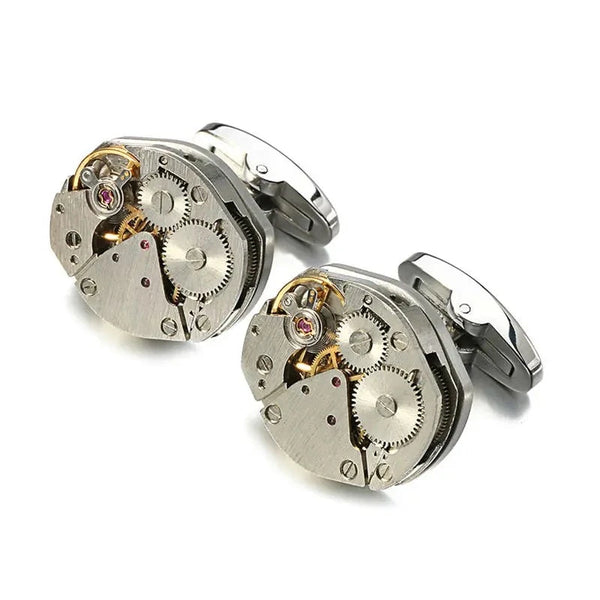 Lepton Watch Movement Cufflinks For Mens Business Steampunk Gear Watch Mechanism Cufflink Men Wedding Cufflinks