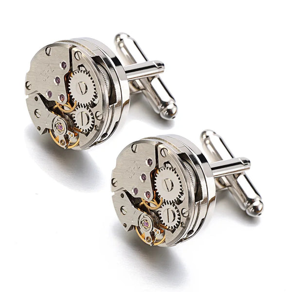 Lepton Watch Movement Cufflinks For Mens Business Steampunk Gear Watch Mechanism Cufflink Men Wedding Cufflinks