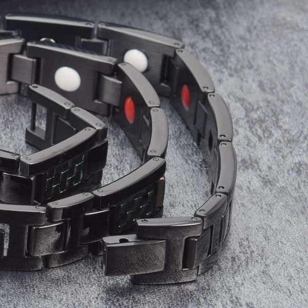 Black Magnetic Bracelet For Men & Women Stainless Steel Hand Chain Carbon Fiber Hologram Bracelet Men