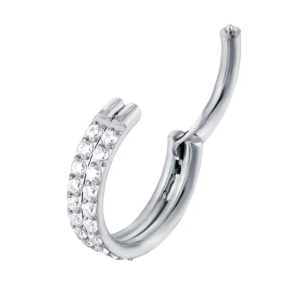 G23 Titanium Piercing Hinged Segment Hoops CZ Stone Nose Rings Clicker Ear Cartilage Tragus Helix Earrings Piercing Body Jewelry