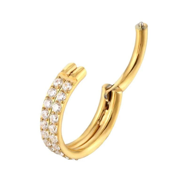 G23 Titanium Piercing Hinged Segment Hoops CZ Stone Nose Rings Clicker Ear Cartilage Tragus Helix Earrings Piercing Body Jewelry