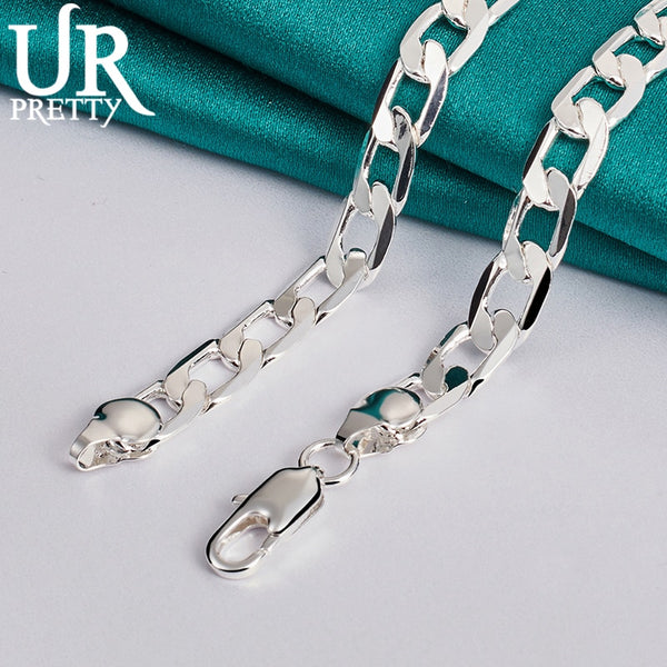 925 Sterling Silver Single Buckle Necklace 16/18/20/22/24 Inch Chain For Women  Or Men Wedding Engagement Party Jewelry