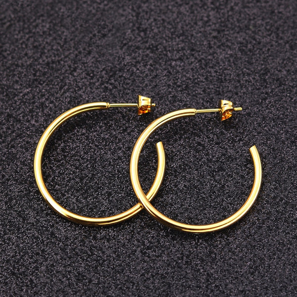 Gold Color Perfume Women's Hoop Earrings Circular Geometric