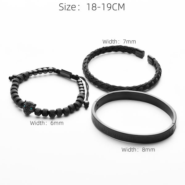 3-Piece Set Lvzuan Stainless Steel Open Leopard Head for Boys