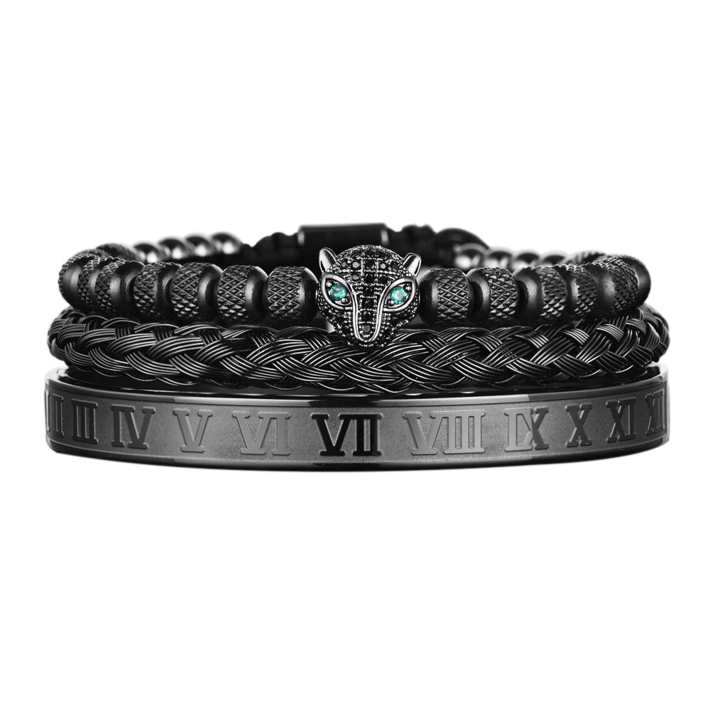 3-Piece Set Lvzuan Stainless Steel Open Leopard Head for Boys