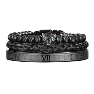 3-Piece Set Lvzuan Stainless Steel Open Leopard Head for Boys