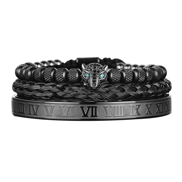3-Piece Set Lvzuan Stainless Steel Open Leopard Head for Boys