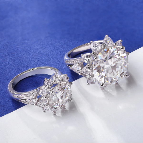 Moissanite Ring For Women 3CT/10CT D Color 100% 925 Sterling Silver Plated Engagement Wedding Bride Diamond Rings