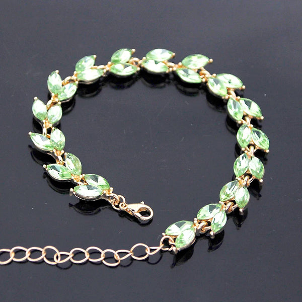 4 Pcs Lime Green Crown Jewelry Sets for Women Fashion Tiaras Bracelets Earrings and Necklace Sets Bride Wedding Accessories