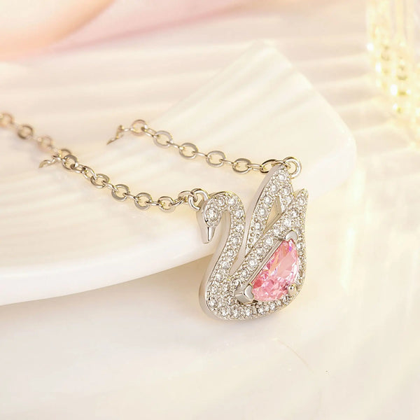 Pink Swan Necklace Pendant For Women and Girl In True Beauty