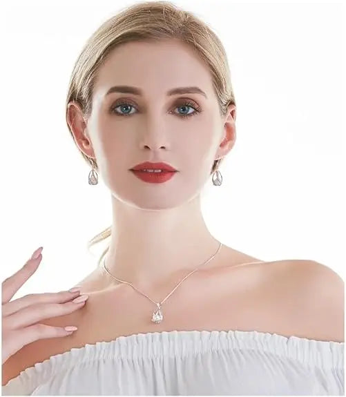 Natural Freshwater Pearl In Cage Pendant Necklace Drop Earrings & Pendant Jewelry Set for Women