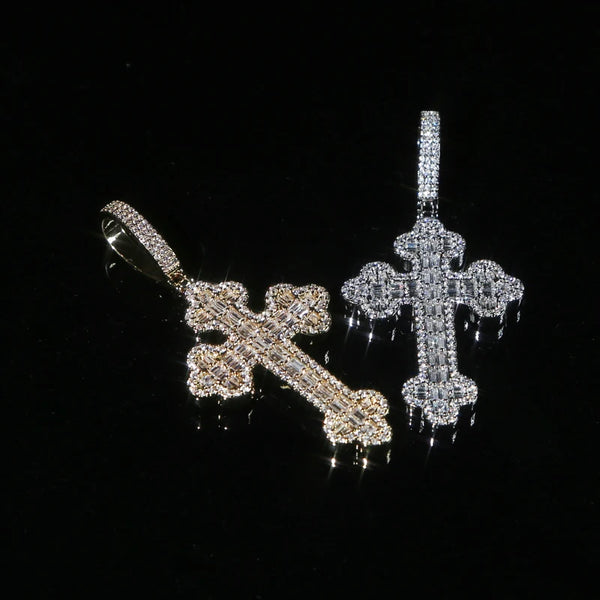 Men's & Women's Hip Hop Cross Pendant Necklace Full Paved Sparking Cubic Zircon Rope Chain Iced Out Bling CZ Jewelry Fashion Gift
