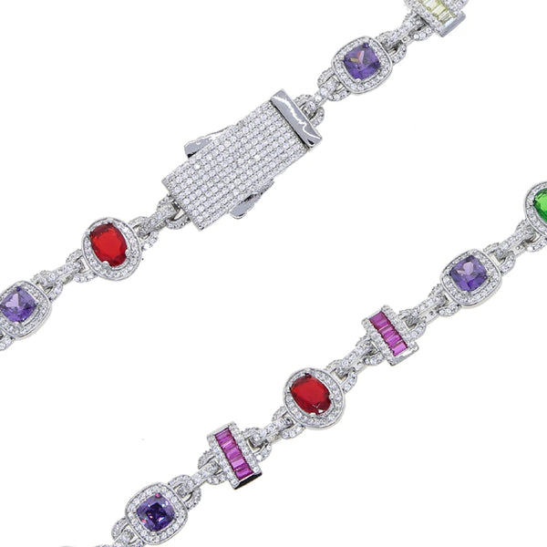 New Colour Oval Square Charm Necklace Silver Color Iced Out Cubic Zircon Cuban Chain Choker Women & Men Fashion Hip Hop Jewelry