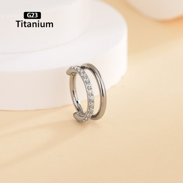 G23 Titanium Piercing Hinged Segment Hoops CZ Stone Nose Rings Clicker Ear Cartilage Tragus Helix Earrings Piercing Body Jewelry