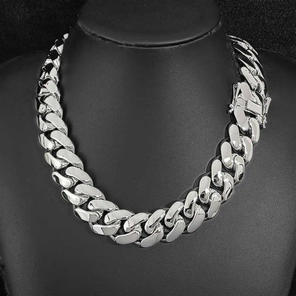 Wide Hip Hop Bling Gold Plated Round Heavy Miami Cuban Link Chain Chunky Necklaces For Men 22mm