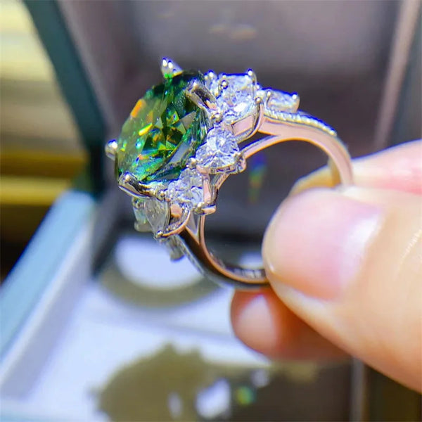 Moissanite Ring For Women 3CT/10CT D Color 100% 925 Sterling Silver Plated Engagement Wedding Bride Diamond Rings