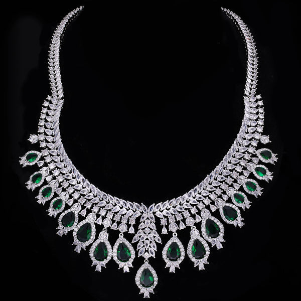 Zircon Luxury 3A 4-piece Bridal Wedding Jewelry Set Crystal Necklace Set Dubai Jewelry Set