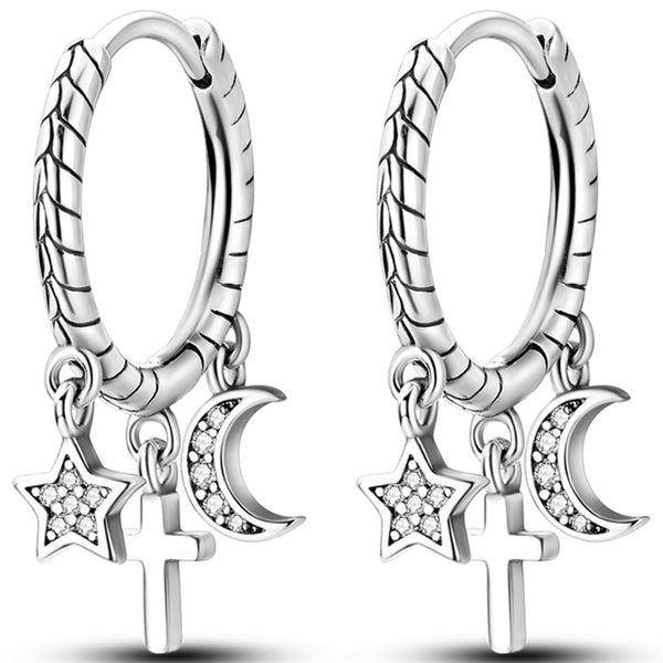 Classic Earrings 925 Sterling Silver Colorful CZ Hoop For Women