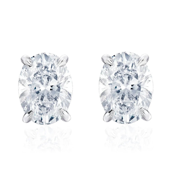 Moissanite Earrings For Women Total 4 Carats Oval Cut  Solid 925 Sterling Silver Stud Earrings VVS D Color GRA Certificate