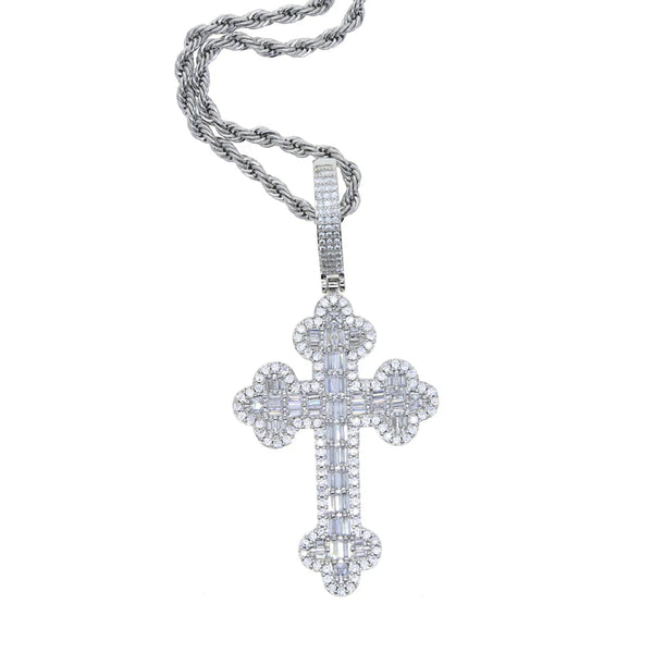 Men's & Women's Hip Hop Cross Pendant Necklace Full Paved Sparking Cubic Zircon Rope Chain Iced Out Bling CZ Jewelry Fashion Gift