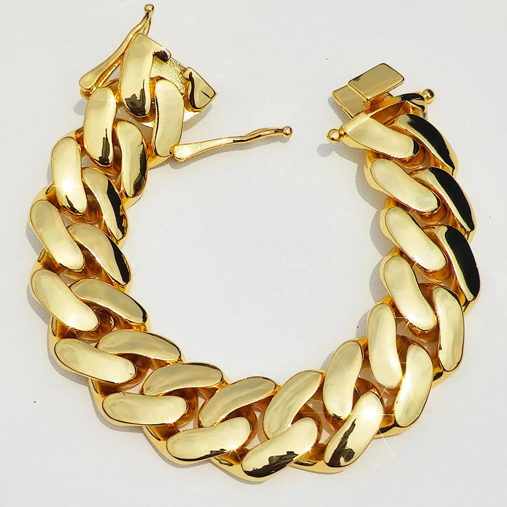 Wide Hip Hop Bling Gold Plated Round Heavy Miami Cuban Link Chain Chunky Necklaces For Men 22mm
