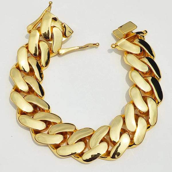 Wide Hip Hop Bling Gold Plated Round Heavy Miami Cuban Link Chain Chunky Necklaces For Men 22mm