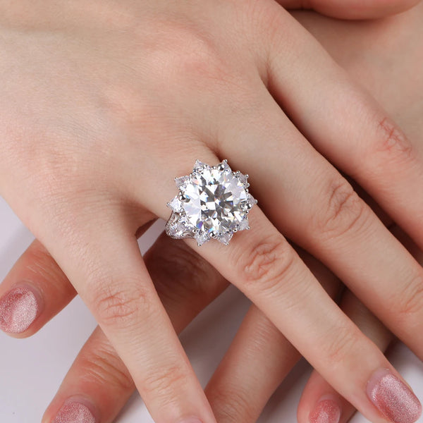 Moissanite Ring For Women 3CT/10CT D Color 100% 925 Sterling Silver Plated Engagement Wedding Bride Diamond Rings