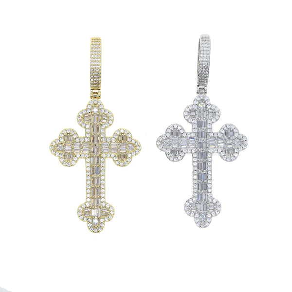 Men's & Women's Hip Hop Cross Pendant Necklace Full Paved Sparking Cubic Zircon Rope Chain Iced Out Bling CZ Jewelry Fashion Gift