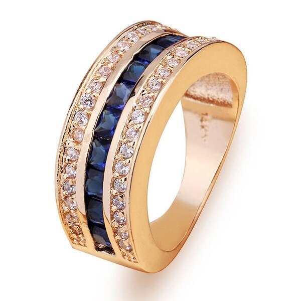 Sapphire Full Diamond 18k Gold Rings For Women Or Men Gemstone Anel Jewelry Gold Rings