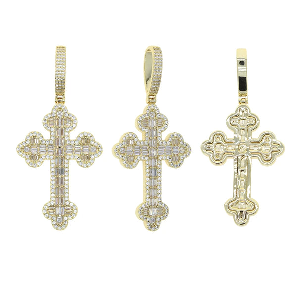 Men's & Women's Hip Hop Cross Pendant Necklace Full Paved Sparking Cubic Zircon Rope Chain Iced Out Bling CZ Jewelry Fashion Gift