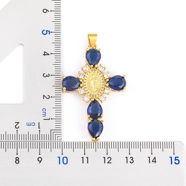 Women's Hip-hop Punk Style Zircon Cross Virgin Mary Pendant Necklace Fashion Chain Jewelry