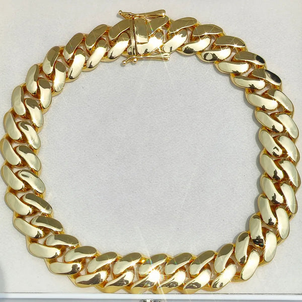 Wide Hip Hop Bling Gold Plated Round Heavy Miami Cuban Link Chain Chunky Necklaces For Men 22mm