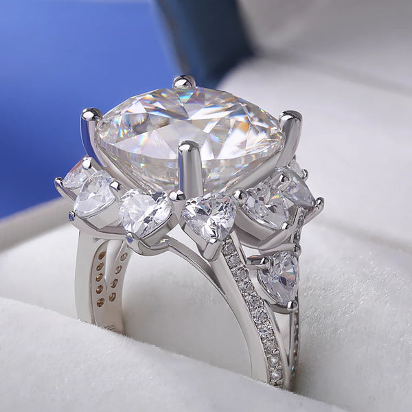 Moissanite Ring For Women 3CT/10CT D Color 100% 925 Sterling Silver Plated Engagement Wedding Bride Diamond Rings