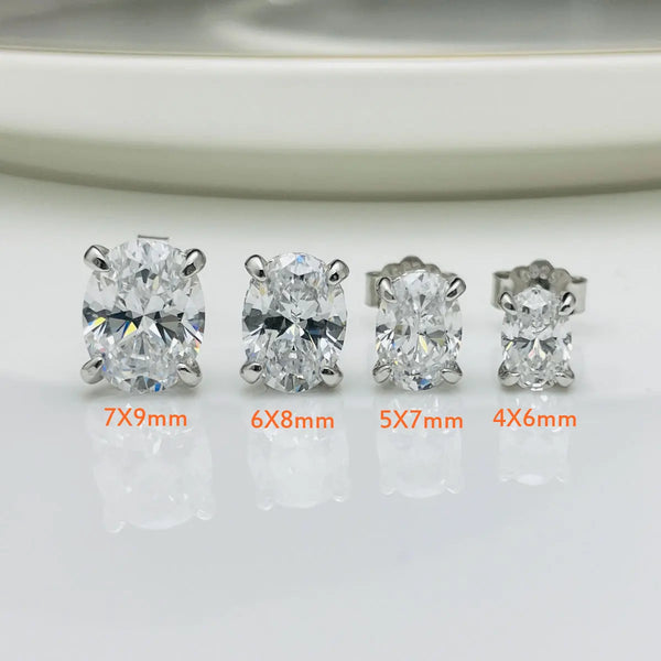 Moissanite Earrings For Women Total 4 Carats Oval Cut  Solid 925 Sterling Silver Stud Earrings VVS D Color GRA Certificate