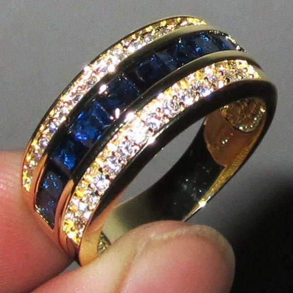 Sapphire Full Diamond 18k Gold Rings For Women Or Men Gemstone Anel Jewelry Gold Rings