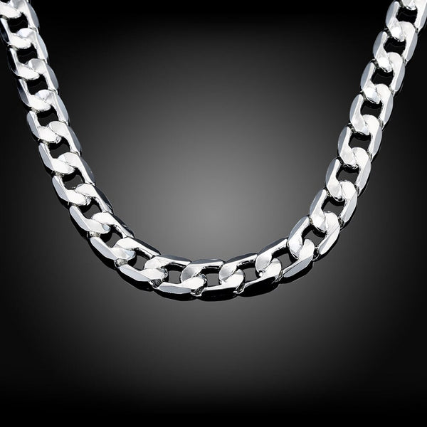 925 Sterling Silver Necklace For Men 20/24 Inches Classic 8MM Chain Luxury Jewelry
