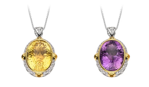 S925 Sterling Silver Pendant For Women Or Men New Fashion Noble Temperament Oval Natural Amethyst Yellow Crystal