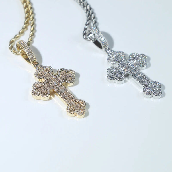 Men's & Women's Hip Hop Cross Pendant Necklace Full Paved Sparking Cubic Zircon Rope Chain Iced Out Bling CZ Jewelry Fashion Gift