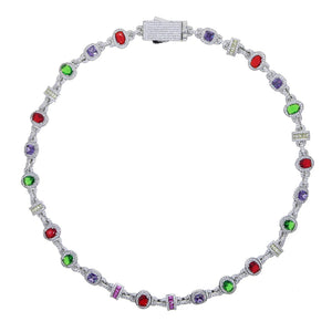 New Colour Oval Square Charm Necklace Silver Color Iced Out Cubic Zircon Cuban Chain Choker Women & Men Fashion Hip Hop Jewelry