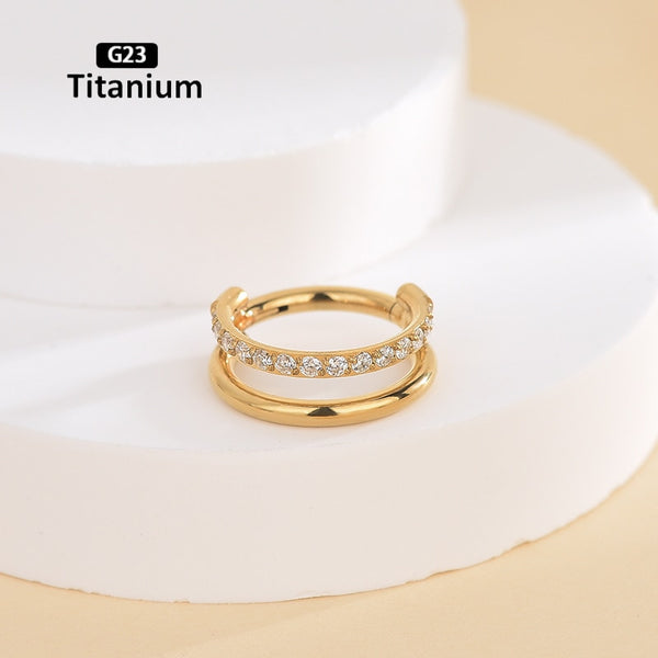 G23 Titanium Piercing Hinged Segment Hoops CZ Stone Nose Rings Clicker Ear Cartilage Tragus Helix Earrings Piercing Body Jewelry
