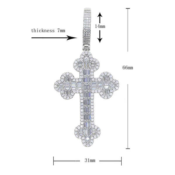 Men's & Women's Hip Hop Cross Pendant Necklace Full Paved Sparking Cubic Zircon Rope Chain Iced Out Bling CZ Jewelry Fashion Gift