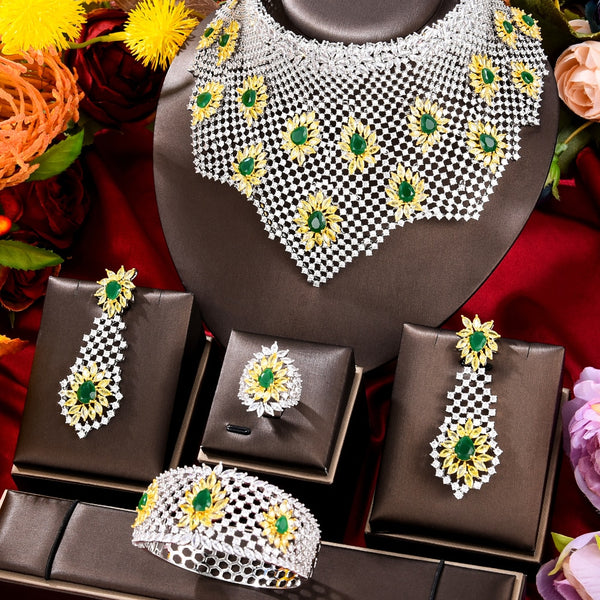 Big Luxury UAE Dubai Bridal Jewelry Sets For Women Wedding Party Nigerian African Choker Necklace Earring