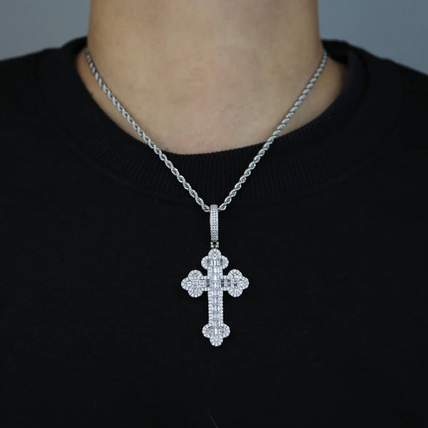 Men's & Women's Hip Hop Cross Pendant Necklace Full Paved Sparking Cubic Zircon Rope Chain Iced Out Bling CZ Jewelry Fashion Gift
